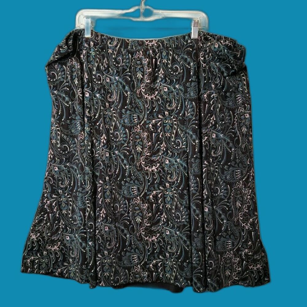 CJ Banks Pull On Skirt Paisley Floral Midi Flare Stretch Womens Plus Size 3X